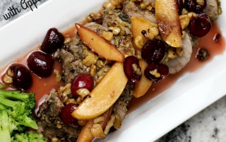 Let your mouth sigh with happiness as the flavors if this Walnut Encrusted Pork Loin with Apple Cherry Maple Reduction dances over your taste buds! #ad