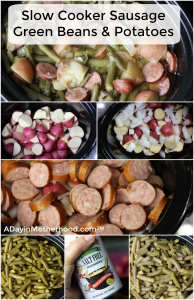 Just toss in and walk away with this Slow Cooker Sausage Green Bean and Potatoes recipe! ad