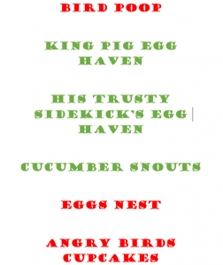 This Angry Birds Party printable will help you label your table!