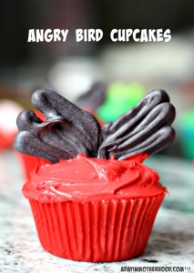 Angry Bird Cupcakes with Homemade eyebrows are fun and easy!