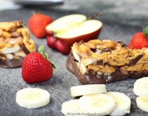 Enjoy Goldfish Crackers Marshmallow Bars with fresh fruit!