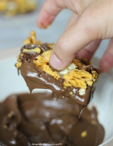 A chocolate base is perfect for the Goldfish Crackers Marshmallow Bars!