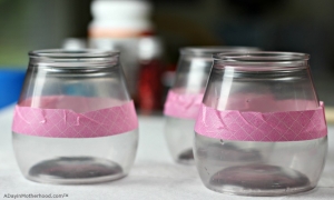 Tape off the top of where you want the glitter wine glasses to stop.
