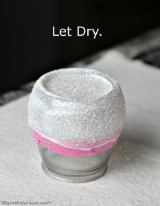 Let the glitter dry on the mod podge for glitter wine glasses!