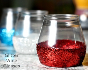 Easy Glitter Wine Glasses are perfect for recycling Mark West Stackables.
