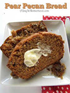 Enjoy a warm slice of Pear Pecan Bread