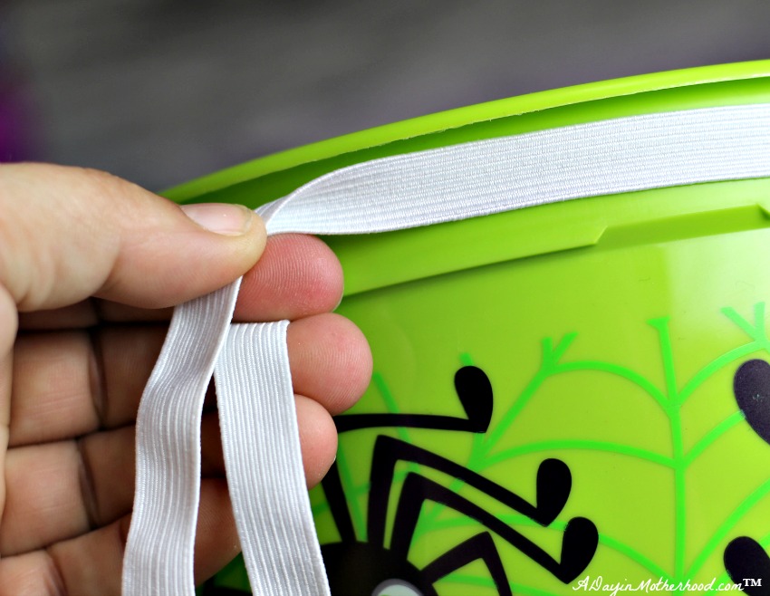 Measure the elastic around your No Sew Halloween Basket!