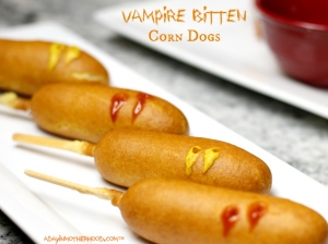 Vampire Bitten Corn Dogs are a fun and easy snack for kids!
