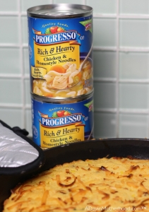 Cornbread with Smoked Gouda and Sun Dried Tomatoes and Progresso Thick & Hearty soups match perfectly