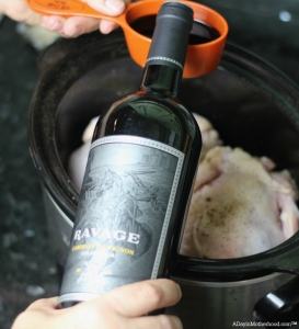 Add Ravage wine to add flavor to the Slow Cooker Wild Rice Stuffed Cornish Game Hen Recipe