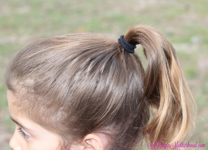 Start the Easy Princess Updo with a high ponytail