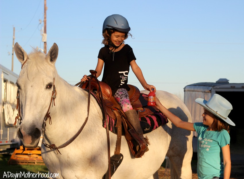 Kids love color in horseback riding for kids