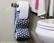 DIY No Sew Toilet Paper Holder hanging