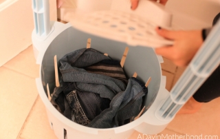 Wash Without Electricity with Lavario Portable Clothes Washer fill with clothes