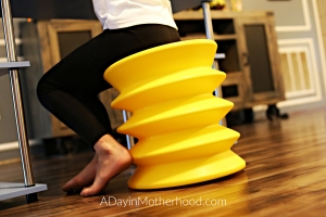 ErgoErgo and Tossits to help me get moving in the New Year-Close up of yellow stool on adayinmotherhood.com